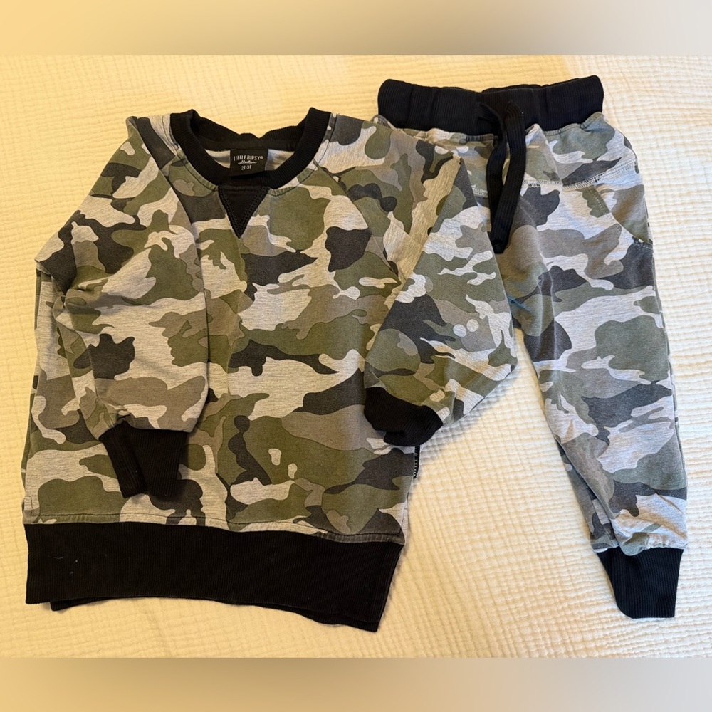 Little Bipsy Green Camo Sweatshirt and Joggers Set